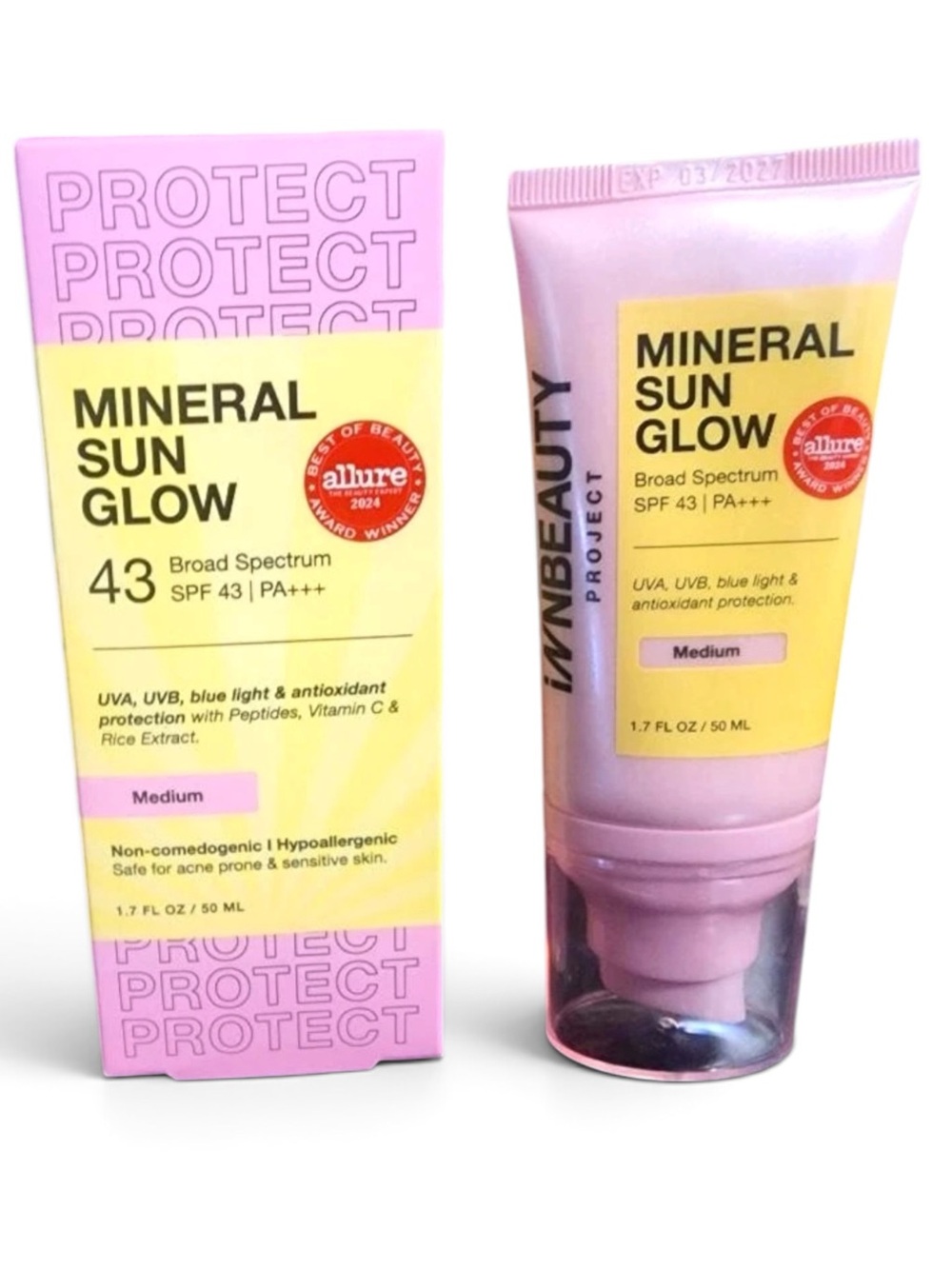 iNNBEAUTY PROJECT Mineral Sun Glow SPF 43 Broad Spec Tinted Sunscreen Medium.